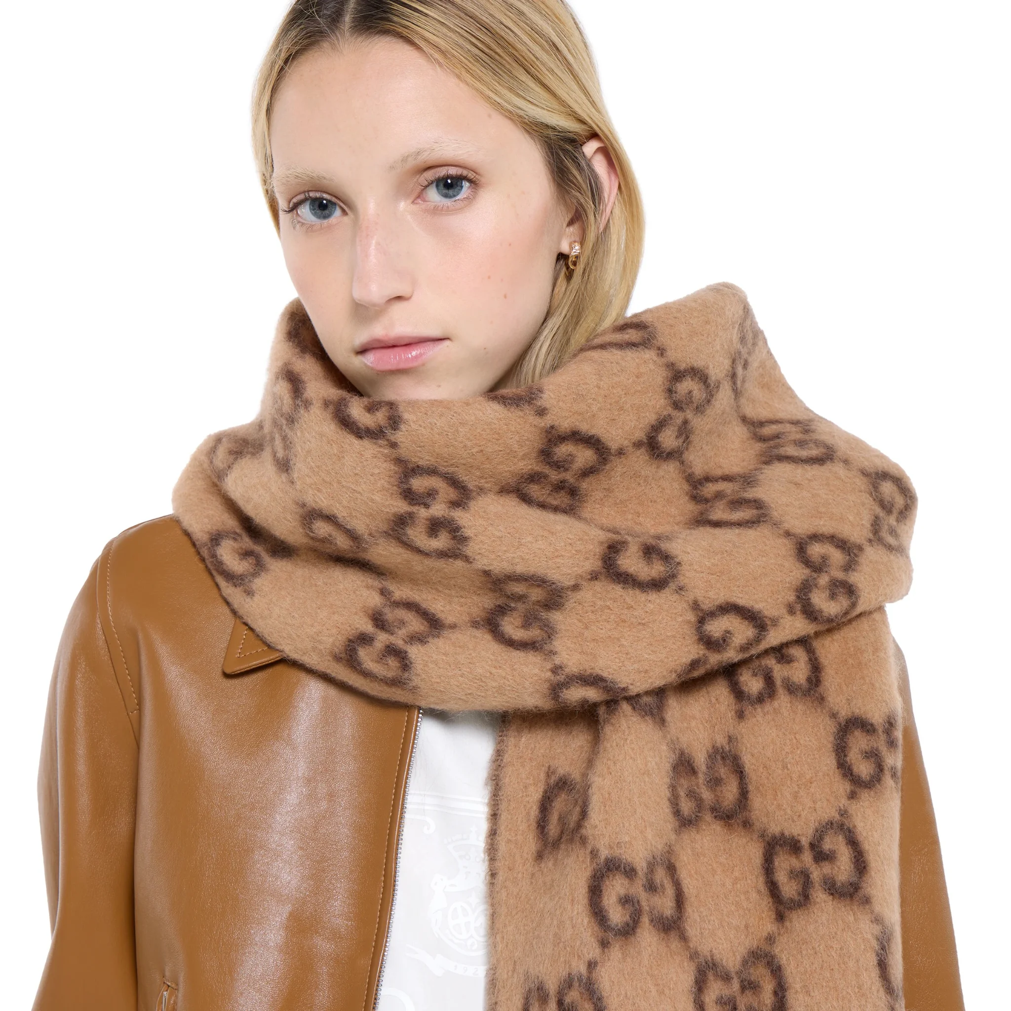 ผ้าพันคอแบรนด์เนม GUCCI GG ALPACA WOOL SCARF
