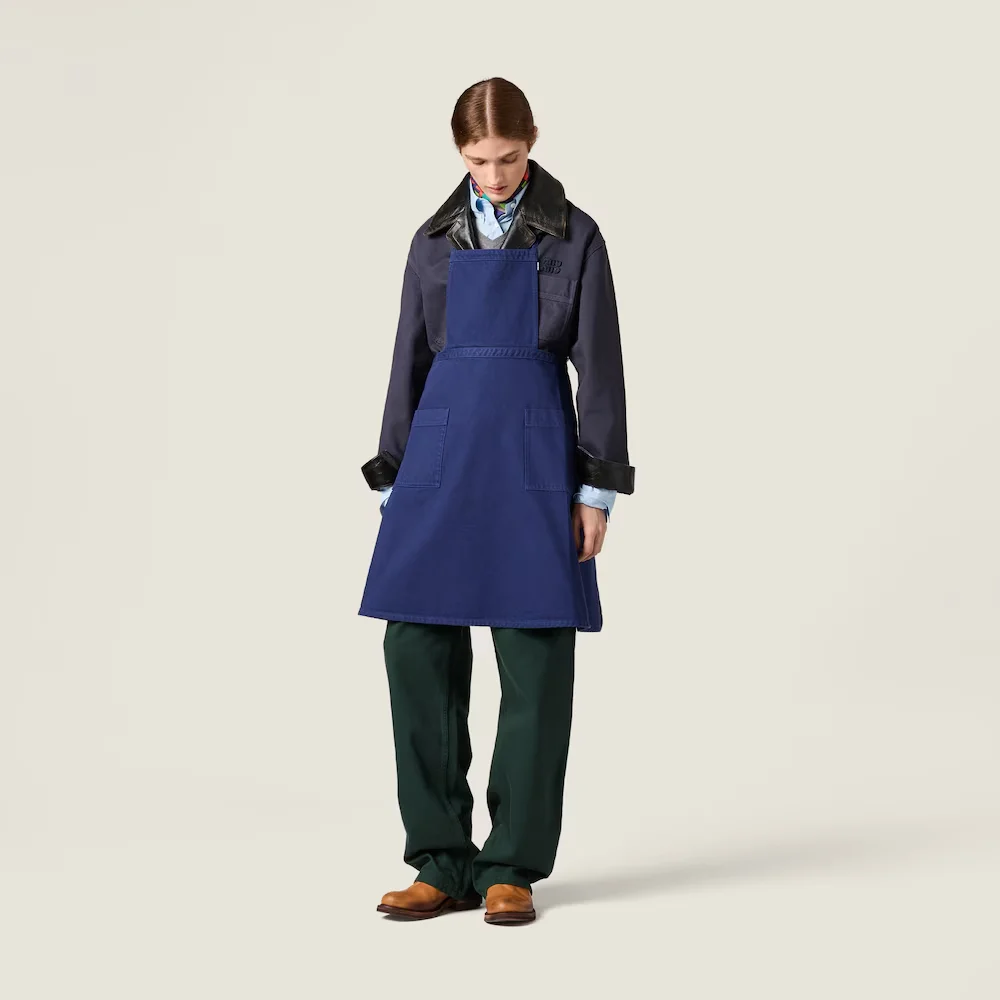 Miu Miu Garment-dyed Gabardine Apron in vintage green