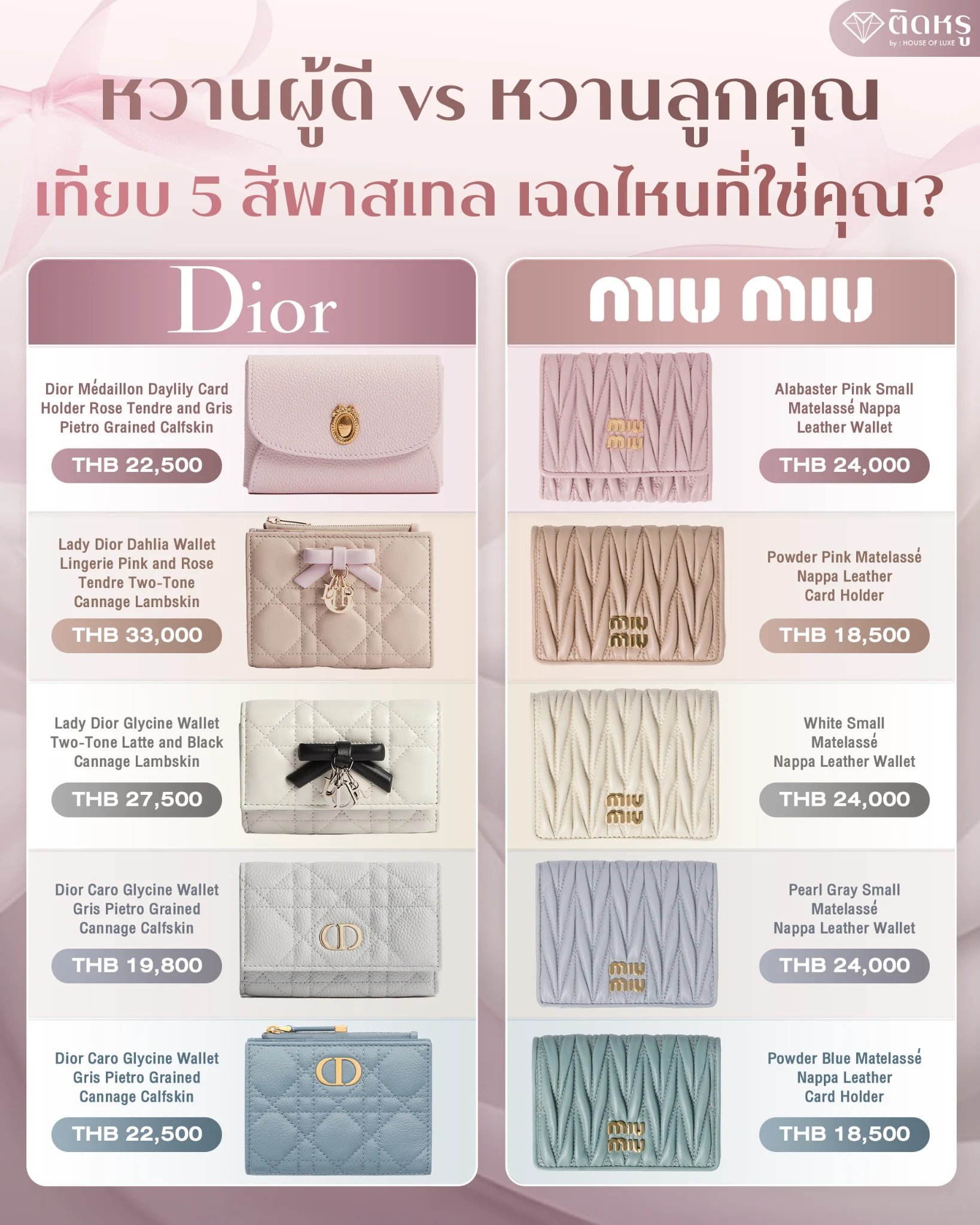 A gorgeous collection featuring pastel luxury designer wallets stacked beautifully for display