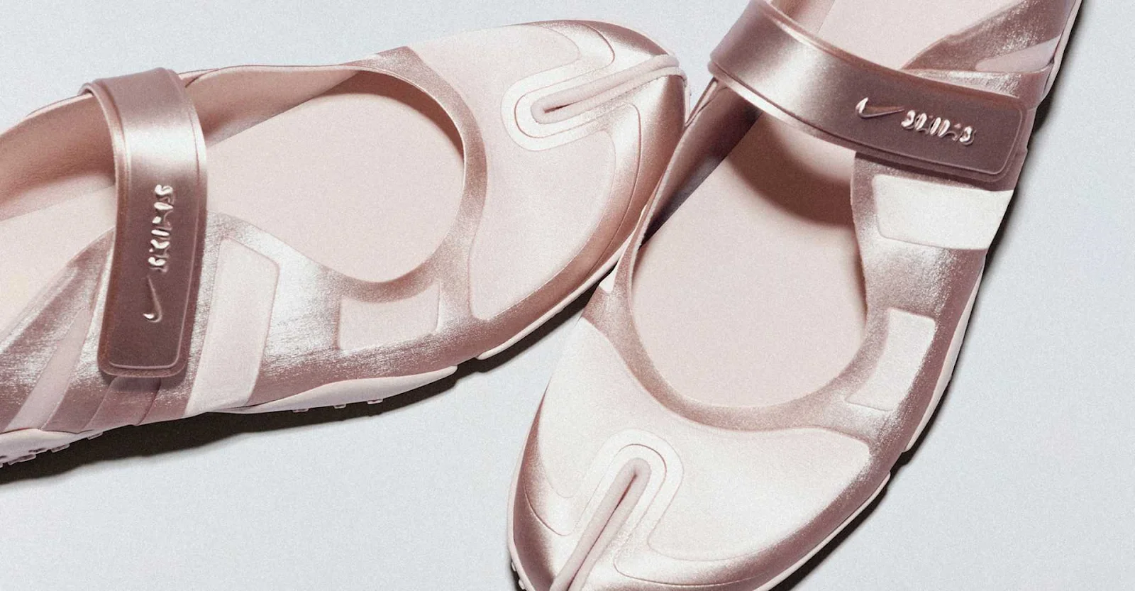 Close-up of the iconic split-toe design of luxury Tabi shoes
