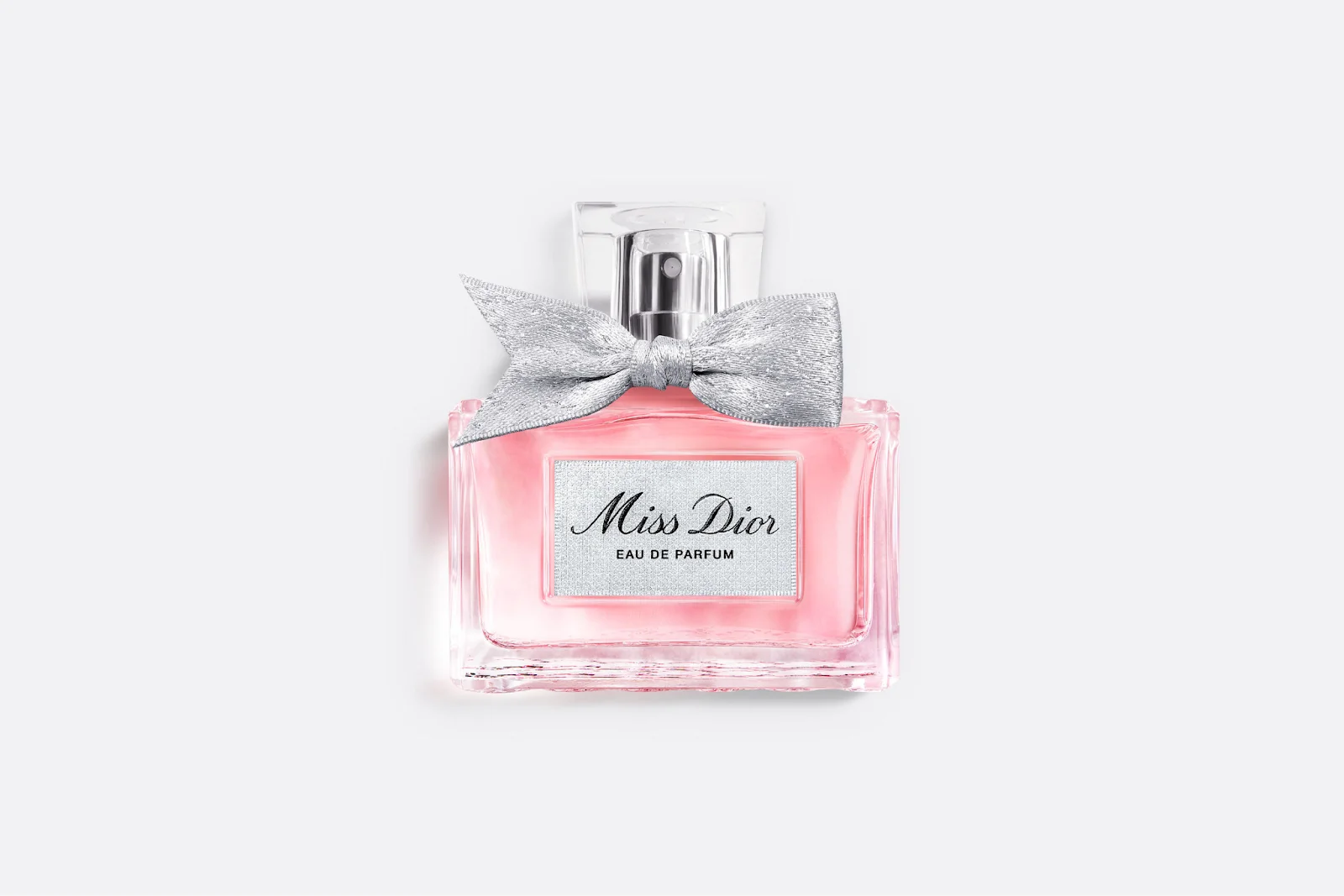 Elegant Miss Dior Eau De Parfum bottle with silver bow